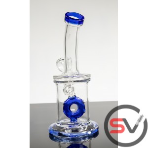 CURVED NECK COLORED RING GLASS WATER PIPE 8inch